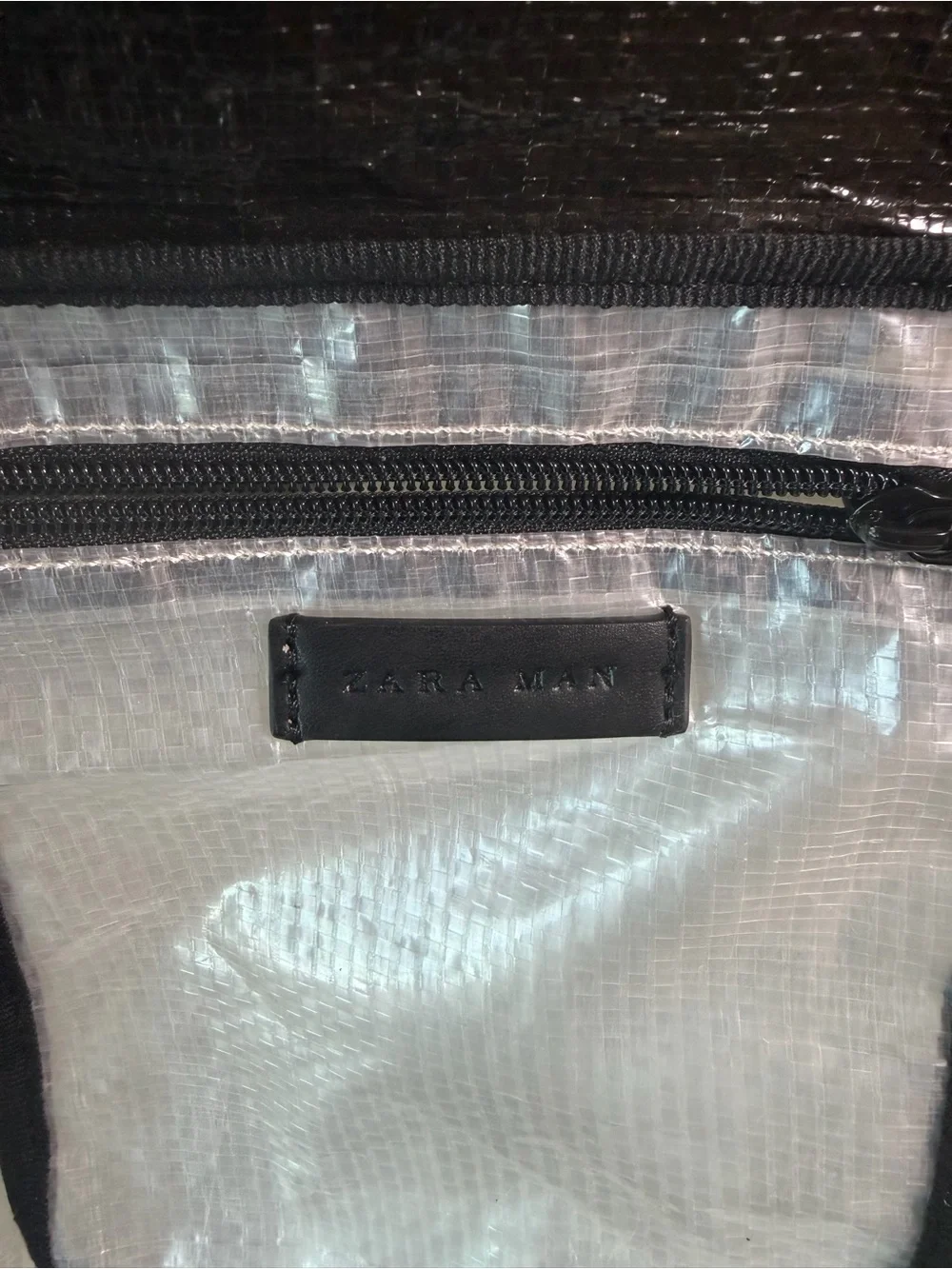 Zara Men Silver Metallic Duffel Bag with Black Handles